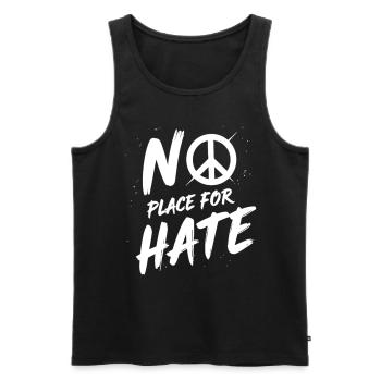No Place for Hate Friedensbotschaft gegen Hass - Männer Premium Bio Tank Top - Schwarz - Vorne - AI Model Male 178 light (178cm)