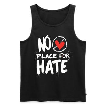 No Place for Hate Friedensbotschaft gegen Hass - Männer Premium Bio Tank Top - Schwarz - Vorne - AI Model Male 178 light (178cm)