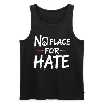No Place for Hate Friedensbotschaft gegen Hass - Männer Premium Bio Tank Top - Schwarz - Vorne - AI Model Male 178 light (178cm)
