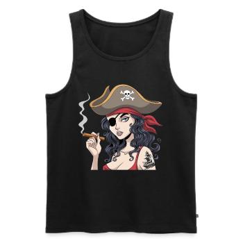 Piratenkostüme für Frauen im Buccaneer Stil - Männer Premium Bio Tank Top - Schwarz - Vorne - AI Model Male 178 light (178cm)