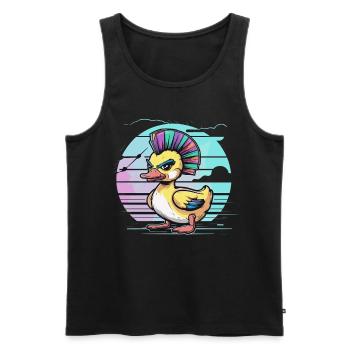 Punk-Ente Mit Regenbogen Irokesenschnitt Vor - Männer Premium Bio Tank Top - Schwarz - Vorne - AI Model Male 178 light (178cm)