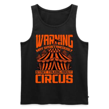 Warning may spontaneously start talking about - Men's Premium Organic Tank Top - black - Front - Michal (187cm)