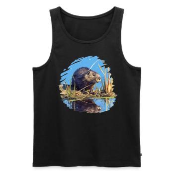 Rat musqué - Débardeur bio Premium Homme - noir - Devant - Michal (187cm)