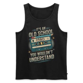 Oldschool 1980 – A real classic - Men's Premium Organic Tank Top - black - Front - Michal (187cm)