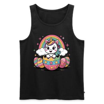 Magical Unicorn Easter Egg – Colorful Easter Gift - Men's Premium Organic Tank Top - black - Front - Michal (187cm)