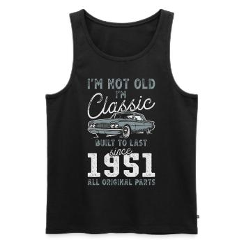 Né en 1951 Anniversaire Voiture classique - Débardeur bio Premium Homme - noir - Devant - Michal (187cm)