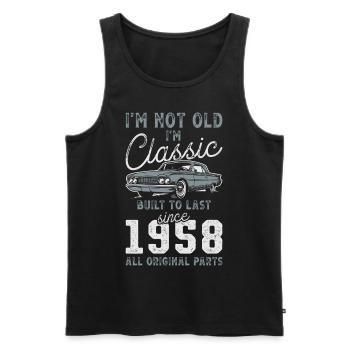 Né en 1958 Anniversaire Voiture classique - Débardeur bio Premium Homme - noir - Devant - Michal (187cm)