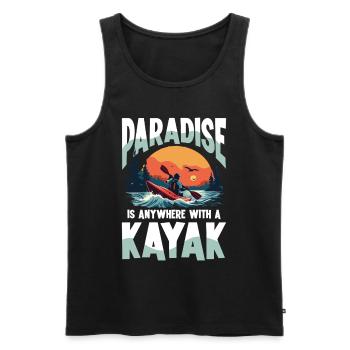 Le paradis est partout avec le kayak - Débardeur bio Premium Homme - noir - Devant - Michal (187cm)