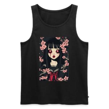 Horror Anime Manga Japan Japanese Creepy Kawaii - Men's Premium Organic Tank Top - black - Front - Michal (187cm)