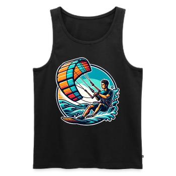 Kitesurfer Kiteboard Kitesurfing Kitesurf - Men's Premium Organic Tank Top - black - Front - Michal (187cm)