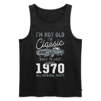Geboren 1970 Geburtstag Oldtimer - Männer Premium Bio Tank Top - Schwarz - Vorne - Michal (187cm)
