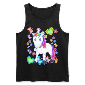 Licorne Licornes Enfants Enfant Cheval Chevaux - Débardeur bio Premium Homme - noir - Devant - Michal (187cm)