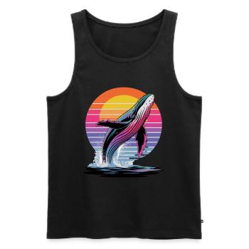 Whale at sunset in front of a colorful - Men's Premium Organic Tank Top - black - Front - Michal (187cm)