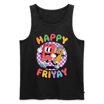 Friyay Happy Friday Fri Yay Enseignant - Débardeur bio Premium Homme - noir - Devant - AI Model Male 178 light (178cm)