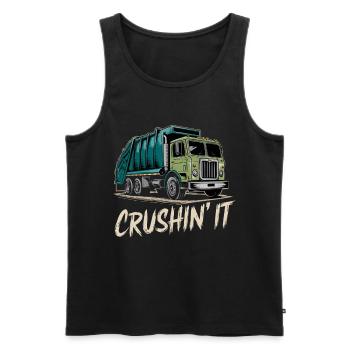 Camion d’éboueur Crushin' It Style - Débardeur bio Premium Homme - noir - Devant - Michal (187cm)