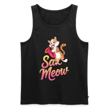 Sax Meow Cat Playing Saxophone Funny - Men's Premium Organic Tank Top - black - Front - Michal (187cm)