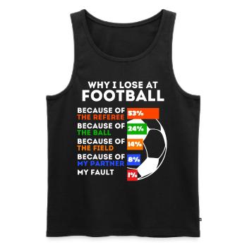 Drôle de football disant joueur de football - Débardeur bio Premium Homme - noir - Devant - Michal (187cm)