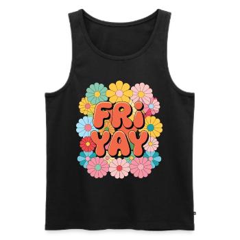 Happy Friyay Friday Fri Yay Enseignant - Débardeur bio Premium Homme - noir - Devant - AI Model Male 178 light (178cm)