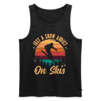 Just A Snow Junkie On Ski Vintage Retro - Men's Premium Organic Tank Top - black - Front - Michal (187cm)