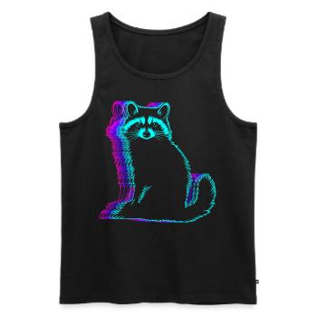 raton laveur rétro Possum Street Cat Vaporwave - Débardeur bio Premium Homme - noir - Devant - AI Model Male 178 light (178cm)
