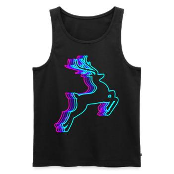Retro Reindeer Christmas Santa Claus Vaporwave - Men's Premium Organic Tank Top - black - Front - Michal (187cm)