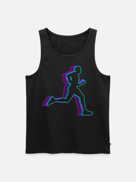 Retro Runner Marathonlauf Vaporwave - Männer Premium Bio Tank Top - Schwarz