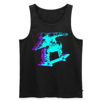 Skateboarder rétro Skateboarder Skateboard - Débardeur bio Premium Homme - noir - Devant - AI Model Male 178 light (178cm)