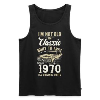Geboren 1970 Geburtstag Oldtimer - Männer Premium Bio Tank Top - Schwarz - Vorne - Michal (187cm)