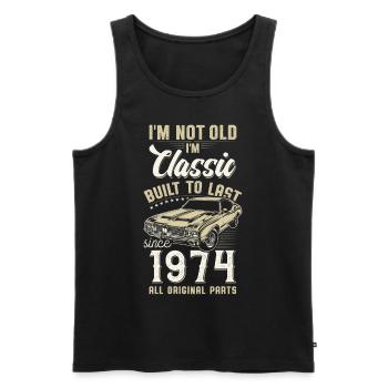 Geboren 1974 Geburtstag Oldtimer - Männer Premium Bio Tank Top - Schwarz - Vorne - Michal (187cm)