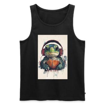 Turtle Headphones Headphones Music - Men's Premium Organic Tank Top - black - Front - Michal (187cm)