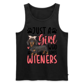 Just A Girl Who Loves Wieners - Men's Premium Organic Tank Top - black - Front - AI Model Male 178 light (178cm)