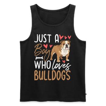 Just A Boy Who Loves Bulldogs - Männer Premium Bio Tank Top - Schwarz - Vorne - Michal (187cm)