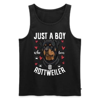 Just a Boy Who Loves Rottweiler - Männer Premium Bio Tank Top - Schwarz - Vorne - Michal (187cm)