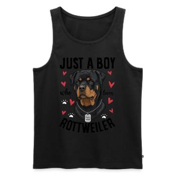 Just a Boy Who Loves Rottweiler - Männer Premium Bio Tank Top - Schwarz - Vorne - Michal (187cm)