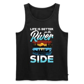 Life is better on the river with rafting - Men's Premium Organic Tank Top - black - Front - AI Model Male 178 light (178cm)