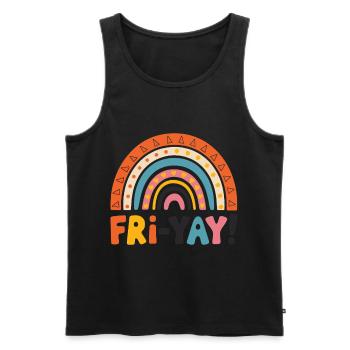 Friyay Happy Friday Fri Yay Enseignant - Débardeur bio Premium Homme - noir - Devant - AI Model Male 178 light (178cm)