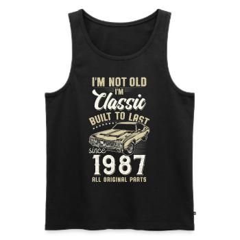 Né en 1987 Anniversaire Voiture classique - Débardeur bio Premium Homme - noir - Devant - Michal (187cm)