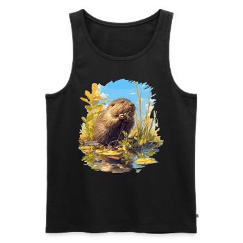 Rat musqué - Débardeur bio Premium Homme - noir - Devant - Michal (187cm)