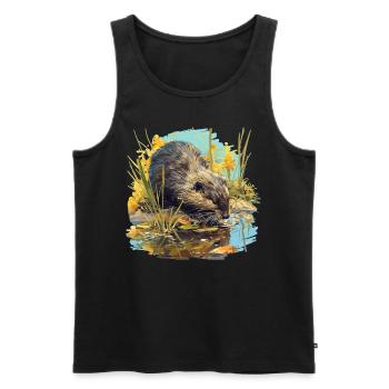 Rat musqué - Débardeur bio Premium Homme - noir - Devant - Michal (187cm)