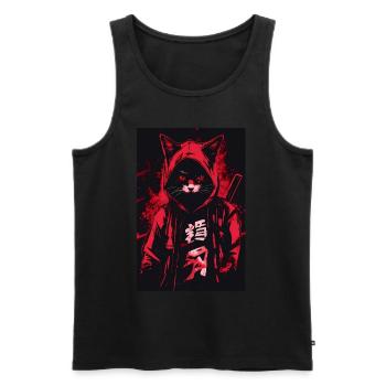 Otaku Streetwear Japon Cyberpunk Techwear Anime - Débardeur bio Premium Homme - noir - Devant - AI Model Male 178 light (178cm)