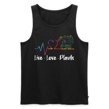 Amoureux des plantes Jardinage Amour en direct - Débardeur bio Premium Homme - noir - Devant - AI Model Male 178 light (178cm)