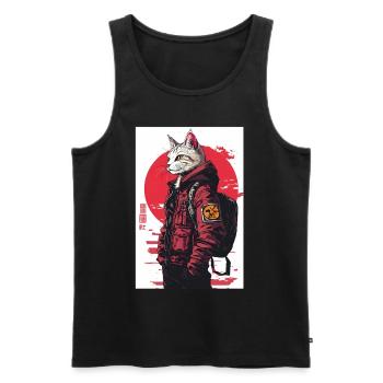 Otaku Streetwear Japon Cyberpunk Techwear Anime - Débardeur bio Premium Homme - noir - Devant - AI Model Male 178 light (178cm)