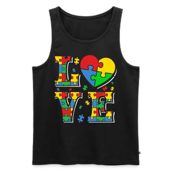 Autismus Autisten Love - Männer Premium Bio Tank Top - Schwarz - Vorne - Michal (187cm)
