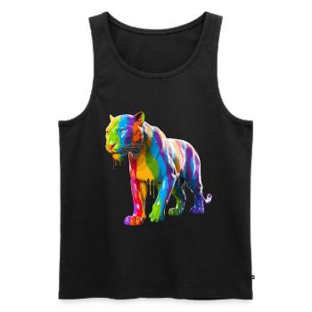 Farbspritzer Tiger mit Lebendigen Farben und - Männer Premium Bio Tank Top - Schwarz - Vorne - AI Model Male 178 light (178cm)