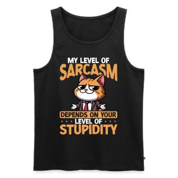 Funny Sarcastic Cat Attitude Business Humor - Men's Premium Organic Tank Top - black - Front - AI Model Male 178 light (178cm)