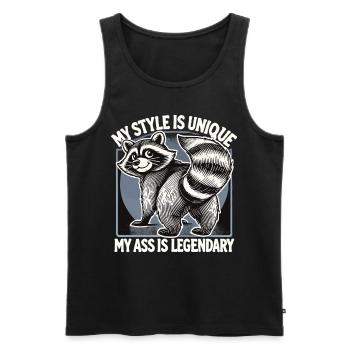 Raccoon Saying - My Style Is Unique - Men's Premium Organic Tank Top - black - Front - AI Model Male 178 light (178cm)