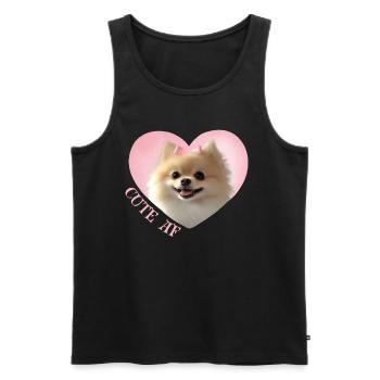 Pomeranian mit Spruch: Niedlich für Hunde-Fans - Männer Premium Bio Tank Top - Schwarz - Vorne - Michal (187cm)