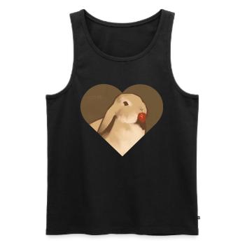 Bunny with strawberry: Cute design for fans - Men's Premium Organic Tank Top - black - Front - Michal (187cm)