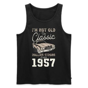 Né en 1957 Anniversaire Voiture classique - Débardeur bio Premium Homme - noir - Devant - Michal (187cm)