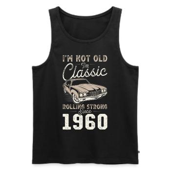 Né en 1960 Anniversaire Voiture classique - Débardeur bio Premium Homme - noir - Devant - Michal (187cm)